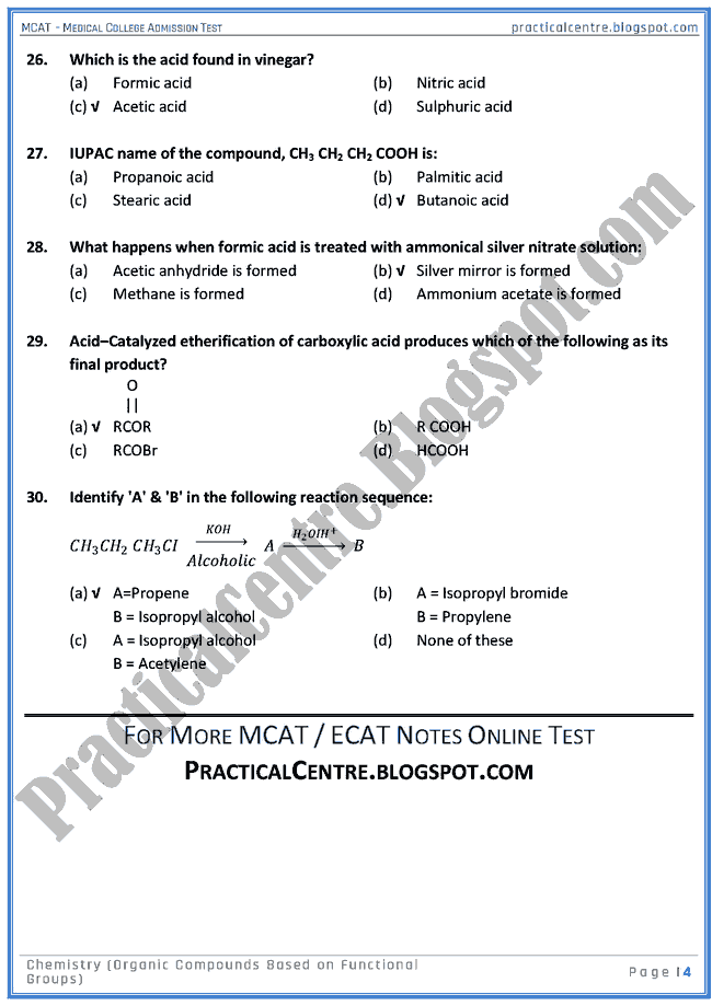 mcat-chemistry-organic-compounds-based-on-functional-groups-mcqs-for-medical-college-admission-test