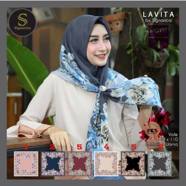 Jilbab Segi Empat Lavita Motif Terbaru By Signarica Scarf