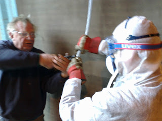 John & Neil fixing an airline in the shotblast