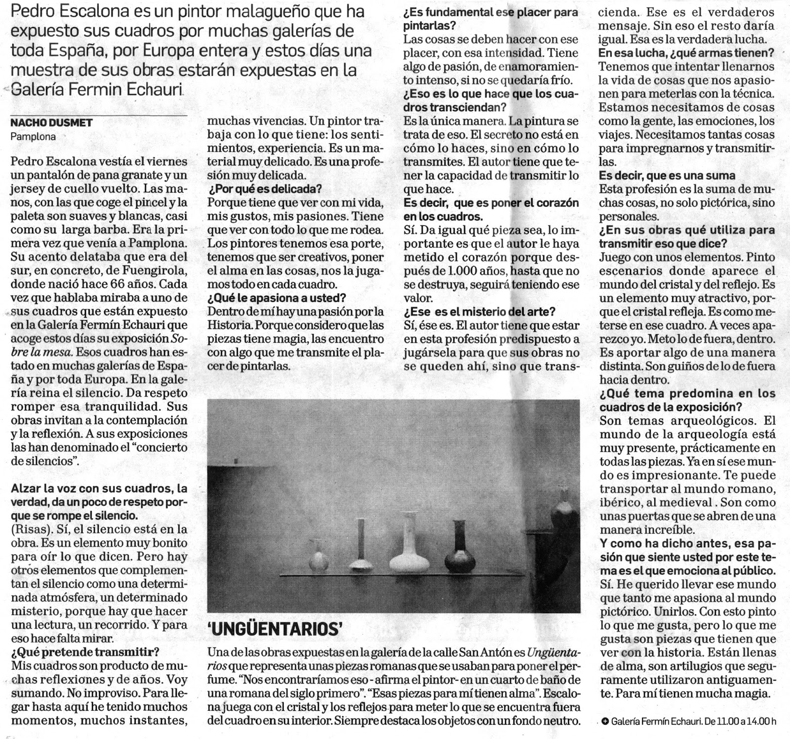 Fundación Miguel Echauri Entrevista a Pedro Escalona en el Diario de