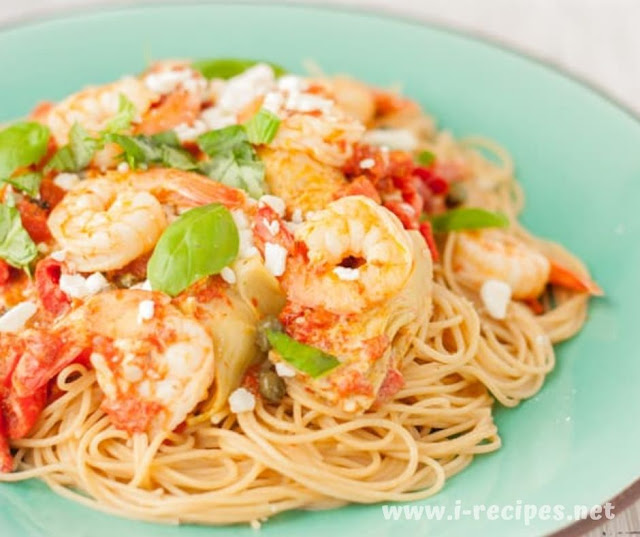 Creamy Shrimp Pasta With Artichokes And Roasted Red Peppers