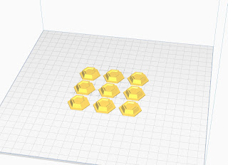 Nine of the same barnacle designs in Cura, ready to print