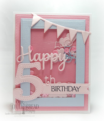 Our Daily Bread Designs Stamp Set: Celebration, Custom Dies: Large Numbers, Numbers, Rectagnles, Pierced Rectangles, Ornate Hearts, Happy Birthday, Clouds & Raindrops, Sparkling Hearts, Pennant Row, Pennant Flags, Butterfly & Bugs