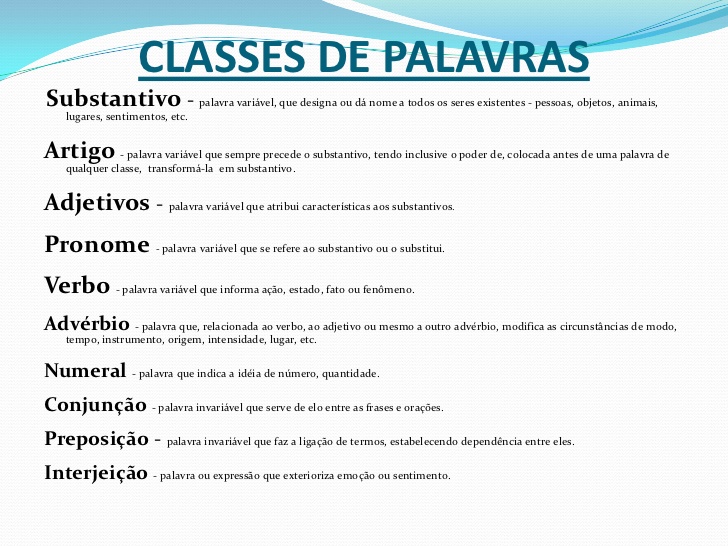 As 10 Classes Gramaticais: Veja Quais São E Exemplos