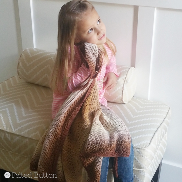 Caramel Whirl Blanket free crochet pattern by Susan Carlson of Felted Button