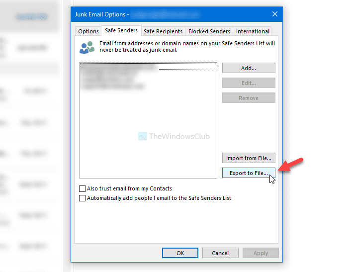 Cómo exportar o importar la lista de remitentes bloqueados en Outlook