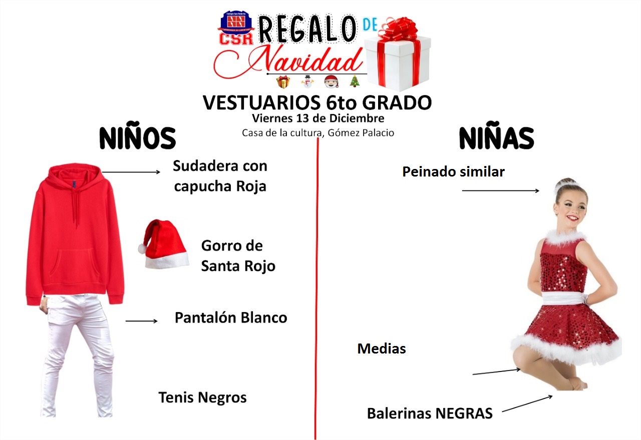 Sexto Grado CSR Vestuario para villancicos