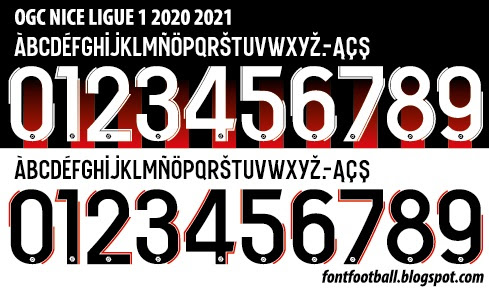 FONT FOOTBALL Font Vector OGC Nice Ligue 1 2020 2021 kit