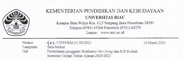 Beasiswa Bidik Misi dan KIP Kuliah Pengganti Bagi Mahasiswa Universitas Riau, Deadline 19 Maret 2021