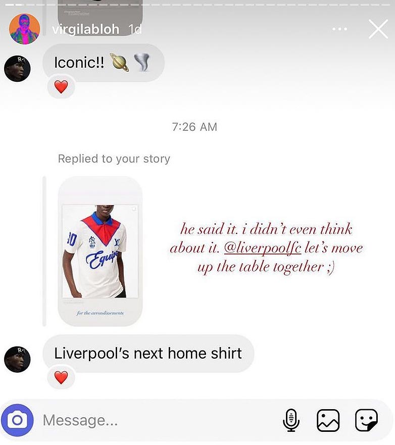 Virgil Abloh Would Like to Design Next Liverpool Kit - Footy Headlines