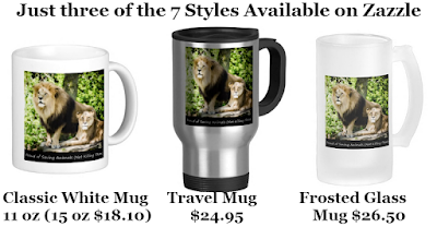 Three of Zazzle's Popular Mug Styles "Proud of Saving Animals (Not Killing Them)" Designed by RoseWrites