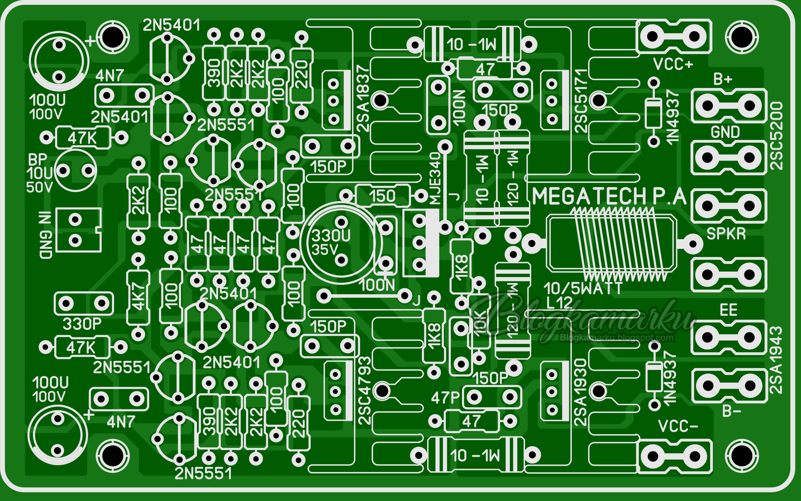 PCB LAYOUT POWER MEGATECH UNTUK SOUND LAPANGAN BLOGKAMARKU
