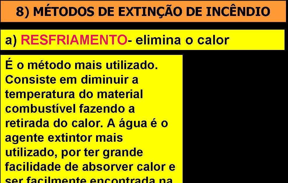 SESMT01 MÉTODOS DE EXTINÇÃO DE INCÊNDIO SESMT01 MÉTODOS DE EXTINÇÃO DE INCÊNDIO