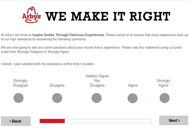arby's feedback survey arby's guest experience survey