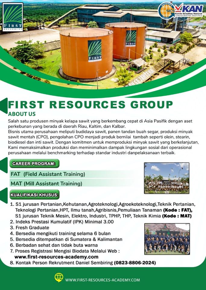 Lowongan Kerja Terbaru PT First Resources Group Medan