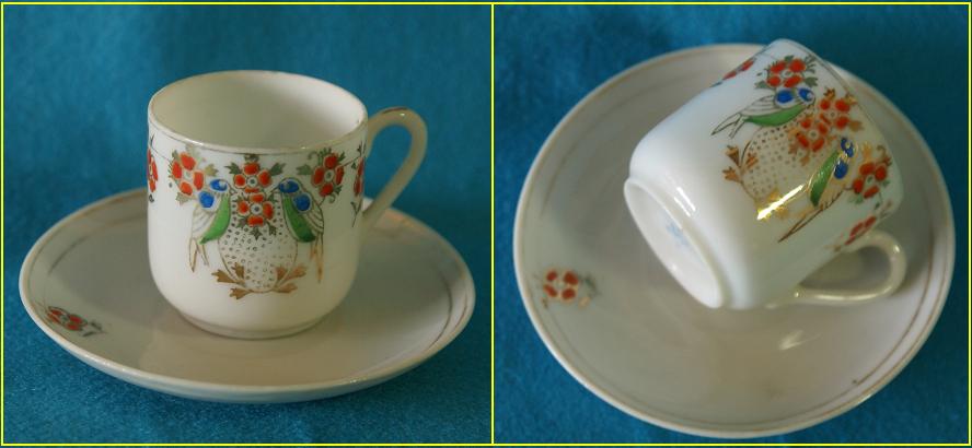 Miniatura porcelana jogo chá café flores rainha