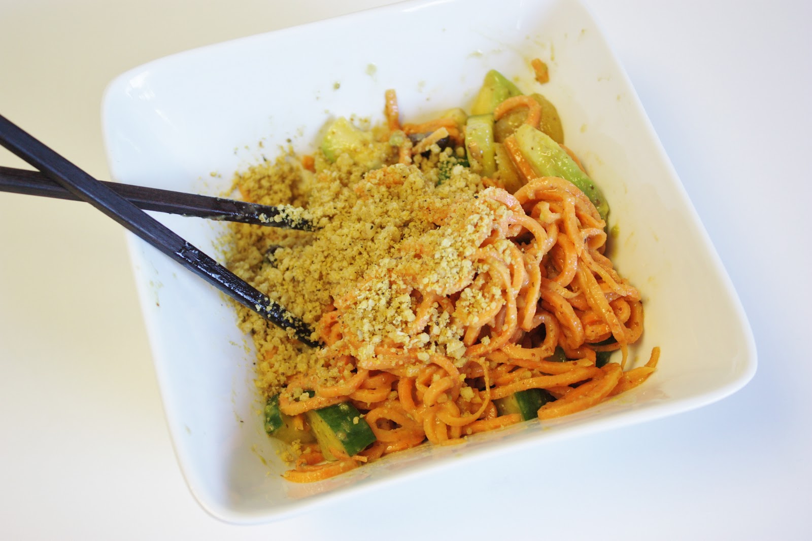 This Rawsome Vegan Life yam noodles with miso sauce
