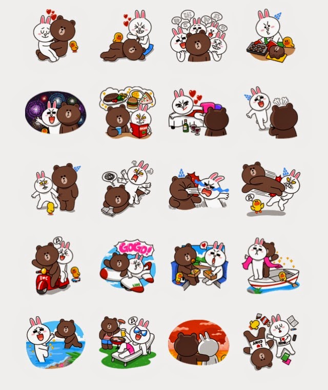 LINE Stickers Community: Free line stickers-Brown & Cony's Lovey Dovey Date