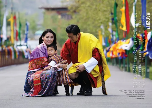 King Jigme Namgyal Wangchuck of Bhutan, Queen Jetsun Pema of Bhutan and their young son The Gyalsey