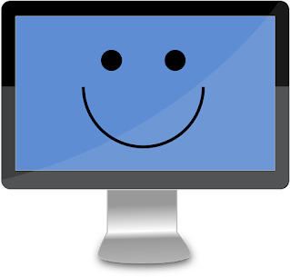 Illustration of a computer monitor with a happy smile