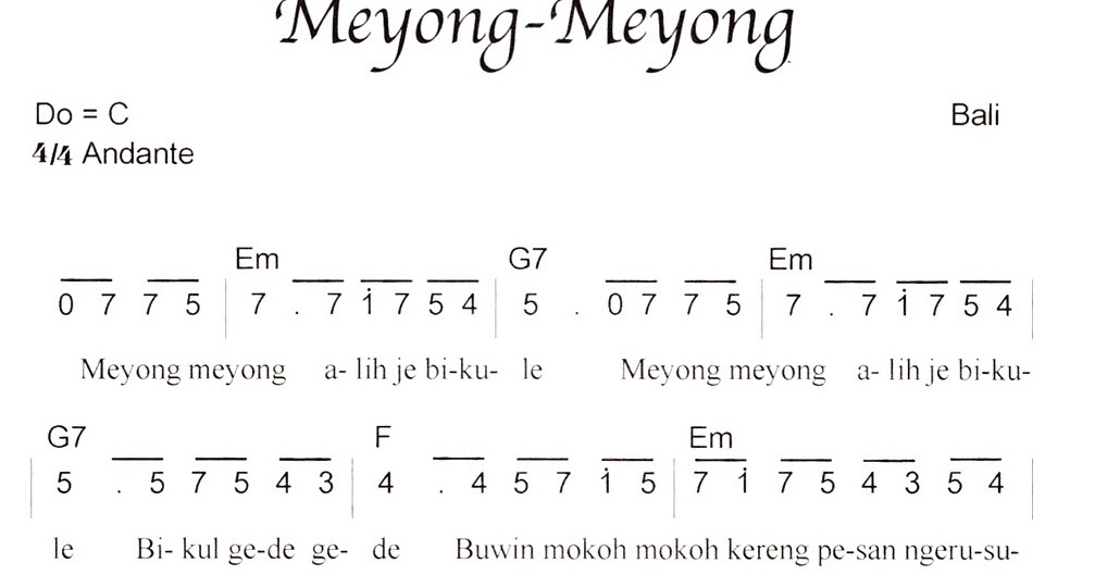 Not Balok Lagu Daerah Bali Not Balok Lagu Daerah Bali