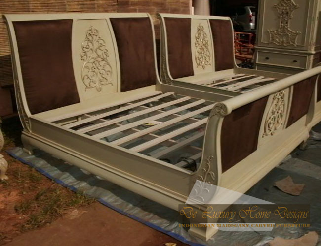 LUXURY ANTIQUE FRENCH CREAM PAINTED SLEIGH BED DELUXURINDO HOME DESIGNS