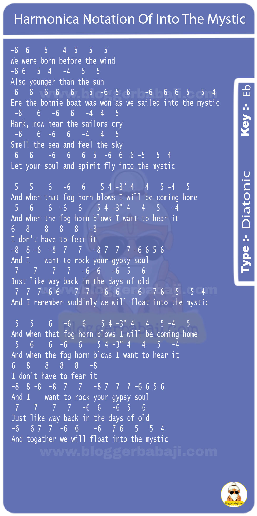 Harmonica Notation Of Into The Mystic