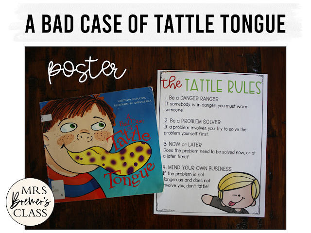 A Bad Case of Tattle Tongue book study activities unit with Common Core aligned literacy companion activities for Kindergarten and First Grade