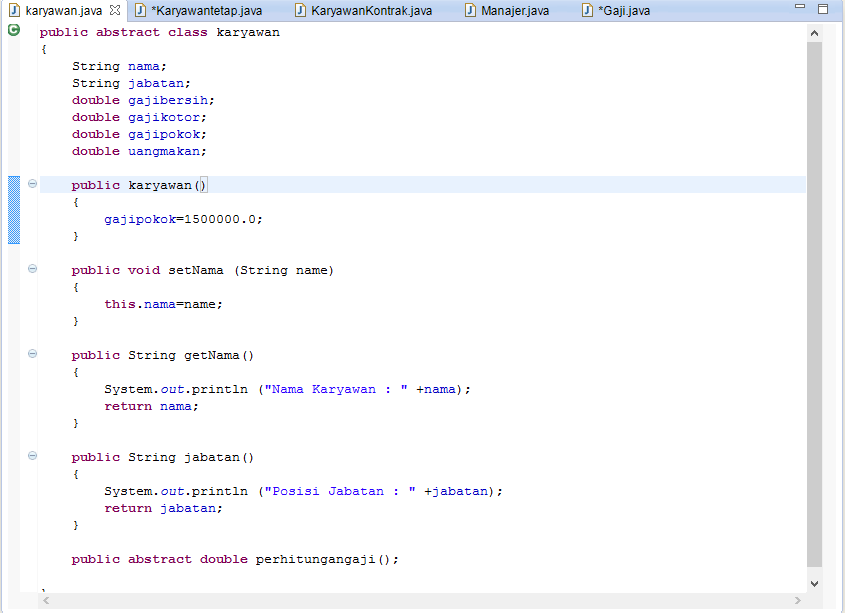 Contoh Program Java Menghitung Gaji Karyawan Java
