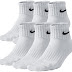 Nike Men's Bag Cotton Quarter Cut Socks (6 Pack) (Large (shoe size 8-12), White)