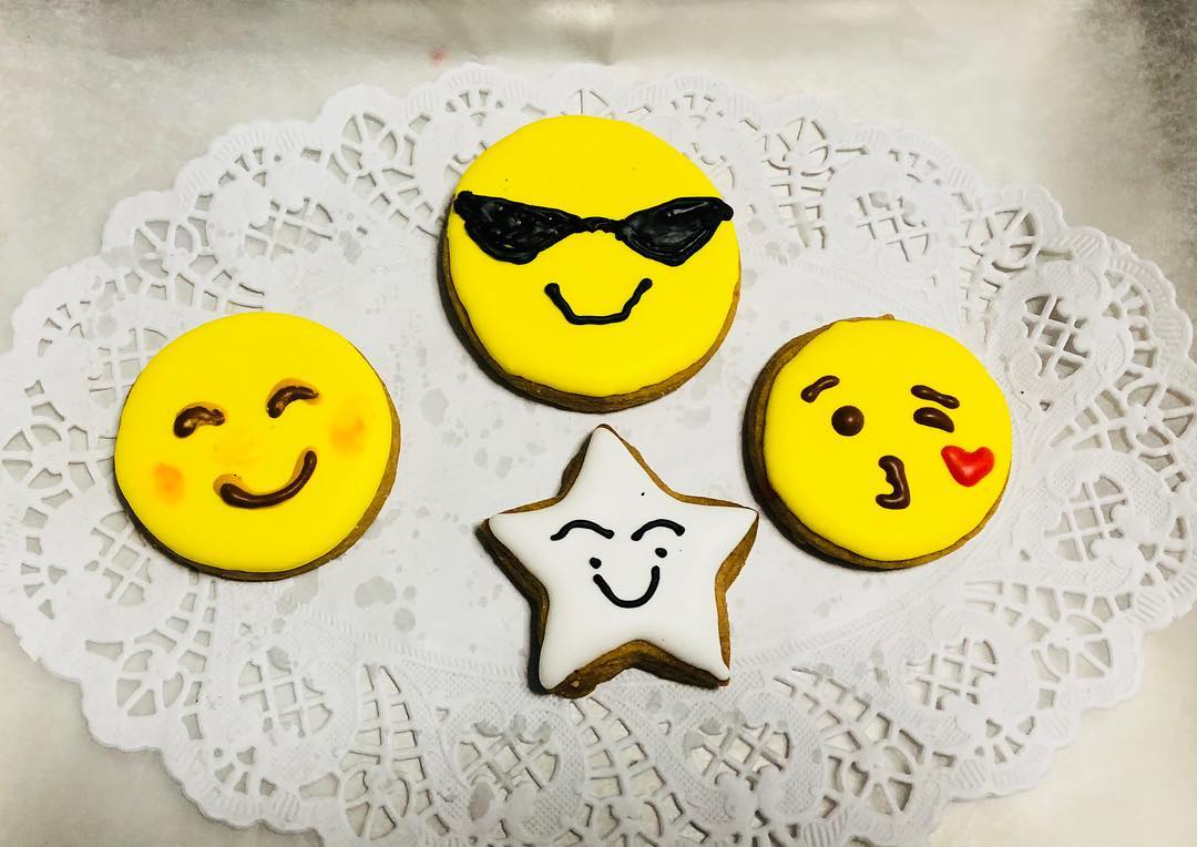Izah's Kitchen Emoji cookies , Halal icing cookies singapore