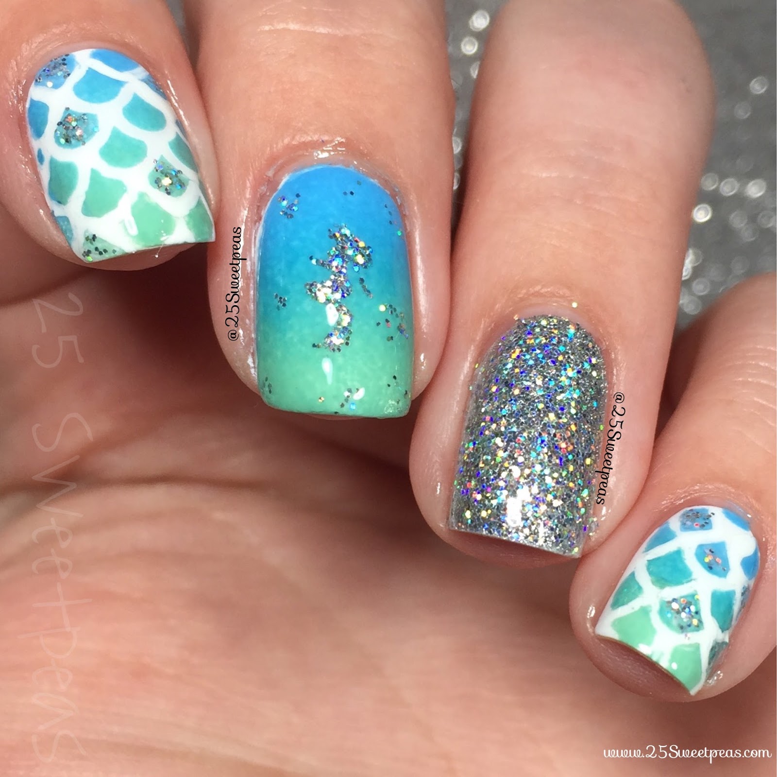 Mermaid Nail Art Snail Vinyls + Serendipity Nail Polish 25 Sweetpeas