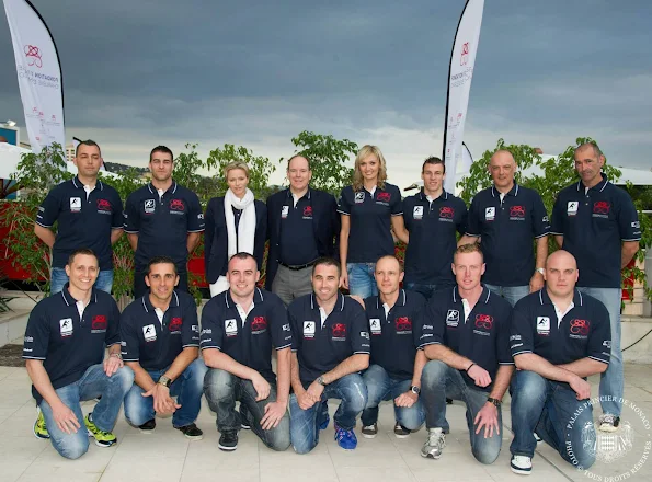 Prince Albert and Princess Charlene attended the presentation of the Carabiniers du Prince beach volleyball team