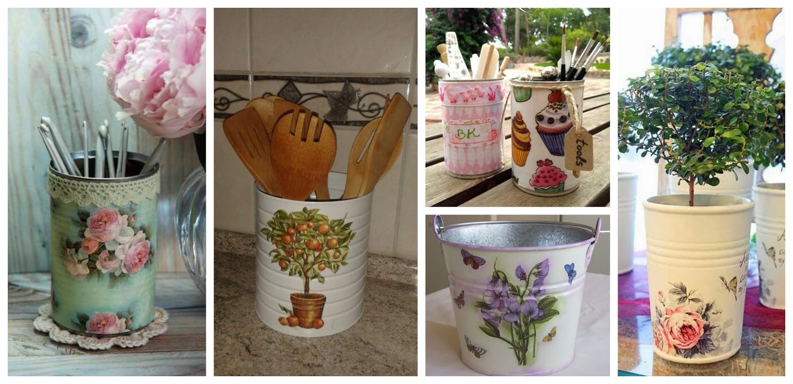 16 Ideas de cómo decorar latas recicladas con servilletas de decoupage Mimundomanual