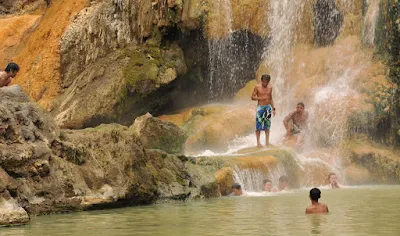 Bath Hot Spring at Aik Kalak side Lake Segara Anak Mount Rinjani
