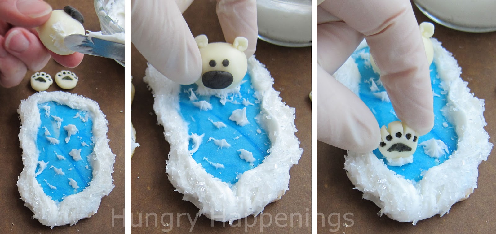 Edible Christmas Polar Bear Sat On Back  Cake Topper Icing Decoration 