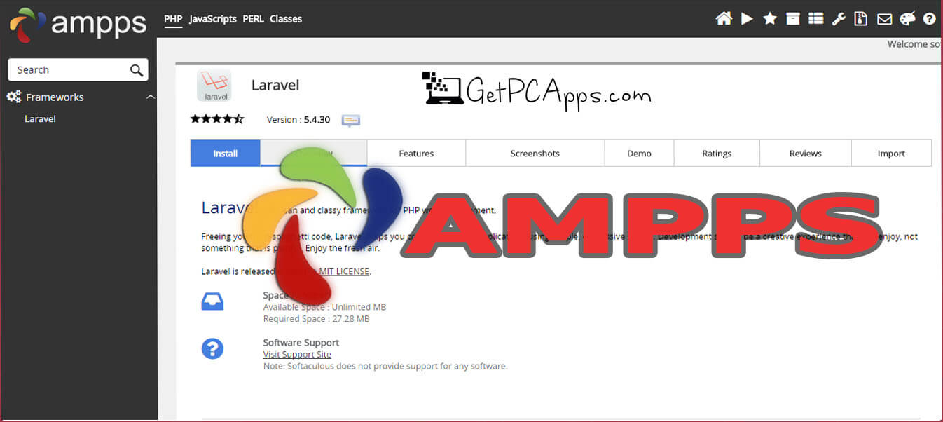 AMPPS Local Web Development PHP, Apache, MySQL & Softaculous for Windows 10 PC