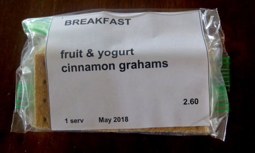 dried yogurt and fruit in a bag for backpacking
