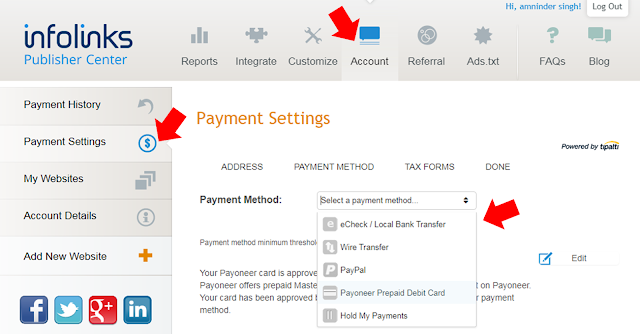 Infolinks Payment Methods Infolinks Payment Methods