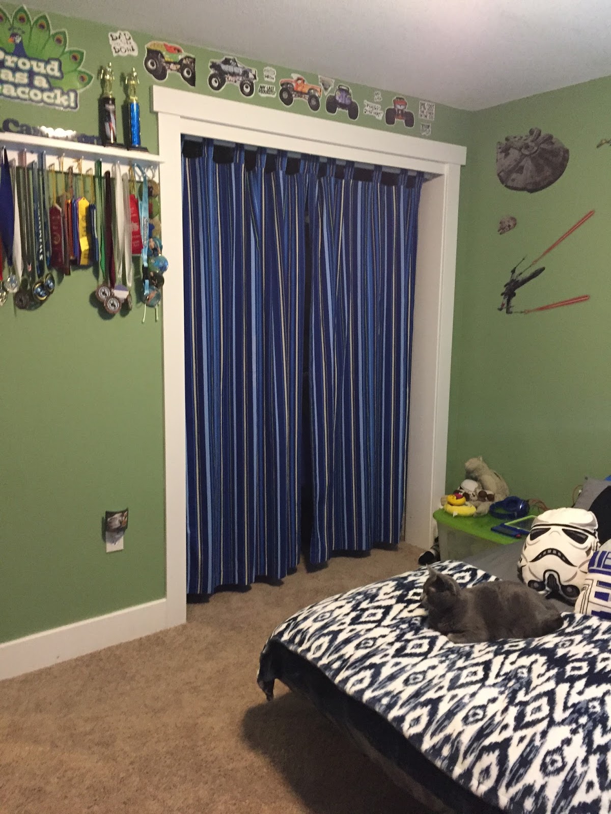 Decorating, Dishes, and Peacock's Organizing my 9 year olds room