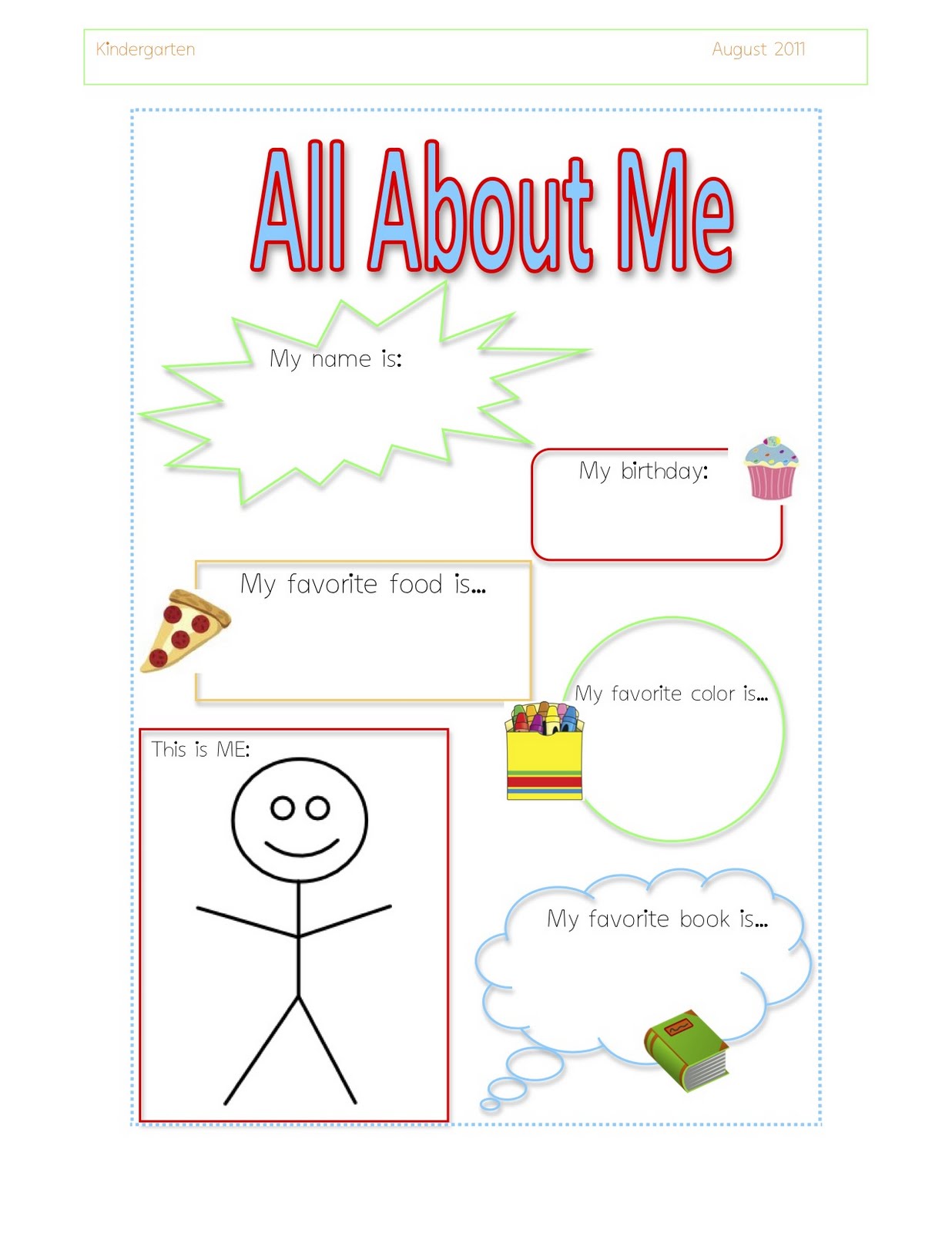 Preschool Printable All About Me Images Frompo