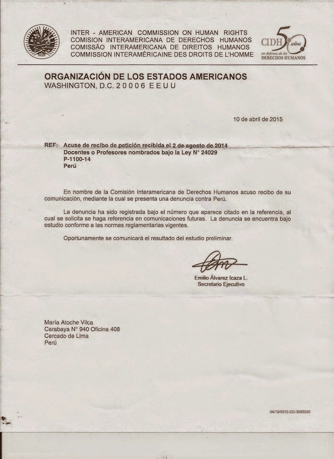 CIDH: DURO GOLPE AL ESTADO PERUANO Y SU GOBIERNO DE TURNO DE OLLANTA HUMALA