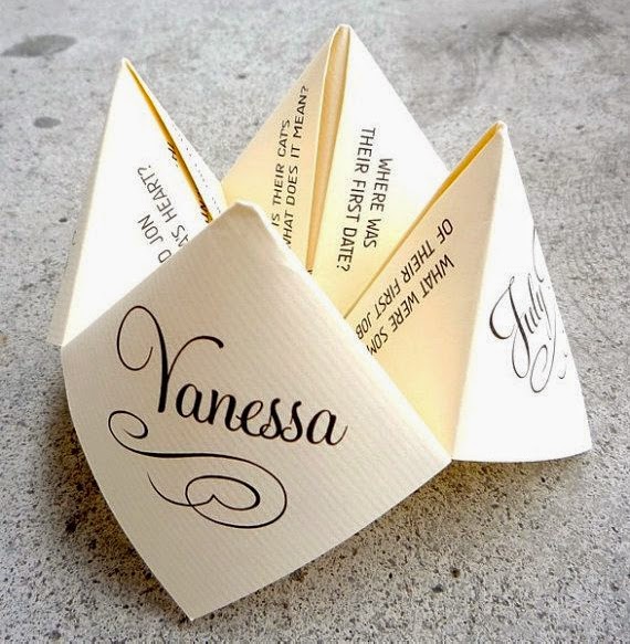 21 Insanely Fun Wedding Ideas - Provide entertainment for guests with nostalgic cootie catchers