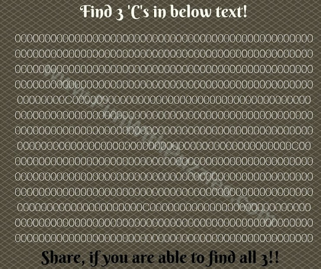 Eye Test Picture Puzzles: Finding three hidden Cs in group of O Picture Puzzle