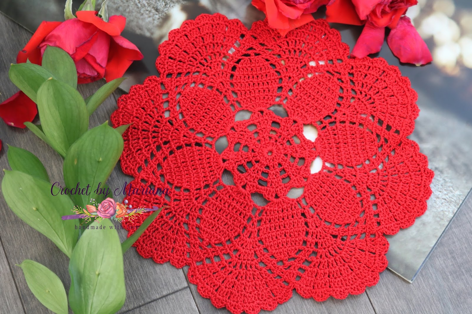 CrochetbyMariana Red crochet doily, Vintage doily, Handmade doily