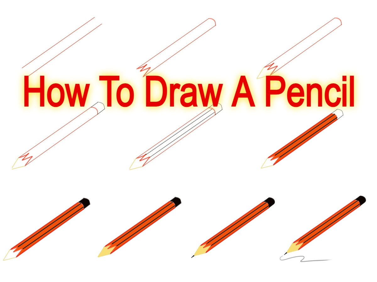 How to draw a pencil easy step by step | Cartoon pencil drawing