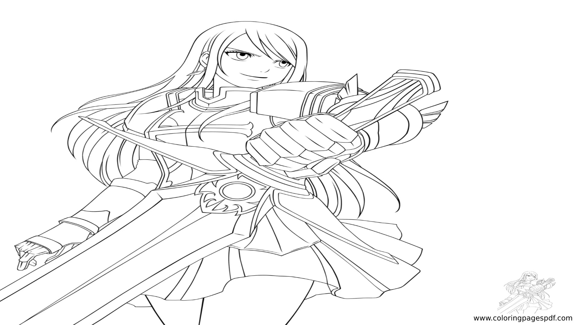 Coloring Page Of Erza Scarlet (Fairy Tail)