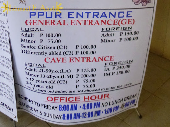 Admission fees to Puerto Princesa Underground River