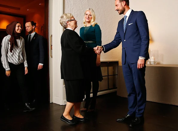 Crown Prince Haakon and Crown Princess Mette Marit of Norway held a dinner for members of the Red Cross at the Skaugum official residence