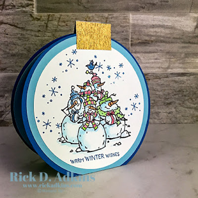 It may be getting cold and frosty outside, but the jovial group of snowmen in this Snowbody Better Stamp Set and this fun Ornament shaped card design will send nothing but warm wishes.